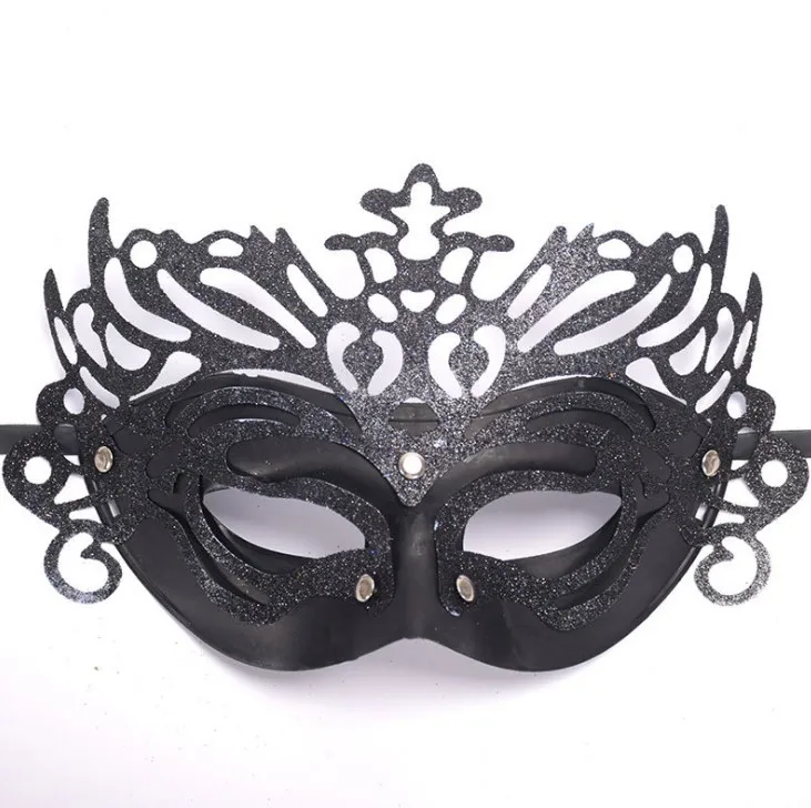 Black Mask Модная пластиковая Карнавальная маска для детей, мужчин, женщин, девочек, вечеринки, дня рождения, маскарад, танцевальный карнавал, Хэллоуин, Золотая Корона, тип, полумаска для лица - Цвет: Black Mask