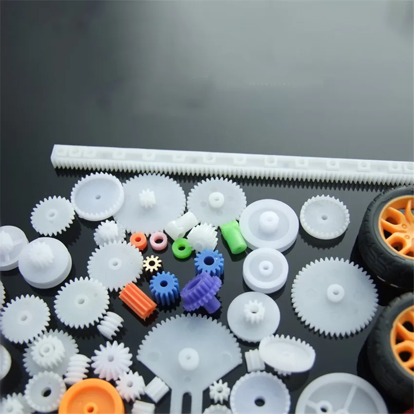 Model Gear Kit motor gear transmission gear Motor Axles Tires Bushings Copper Gears Bevels Racks Accessories For DIY Toy Car Gears Model Parts 78pcs/set