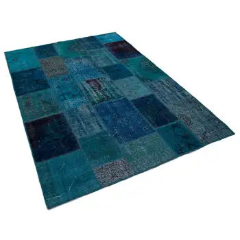 

170x242 Cm Turquoise Handmade Patchwork Rug-6x8 Ft
