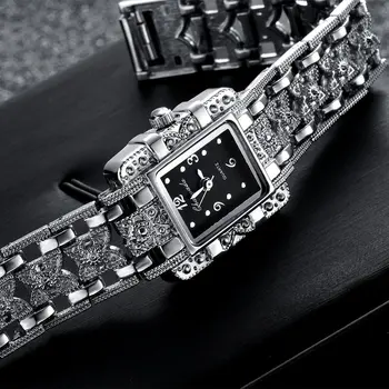 

Stainless Steel Women Quartz Clock Fashional Bracelet Watch Luxury Ladies Wristwatch Beauty Rectangle Dial Designer Girls Latest