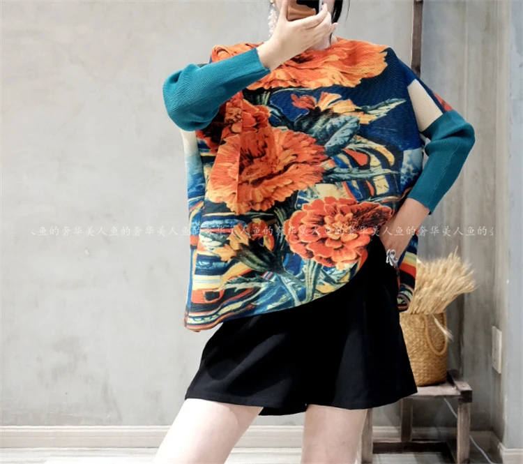 Горячая Miyake fold три четверти футболка народная-Пользовательские печати футболки
