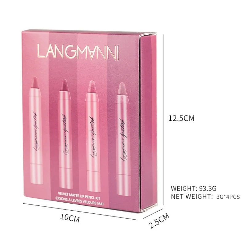 4 шт./компл. матовая губная помада водонепроницаемый длинный прочный batom Бархатный комплект, макияж губ набор Пигмент Прямая поставка