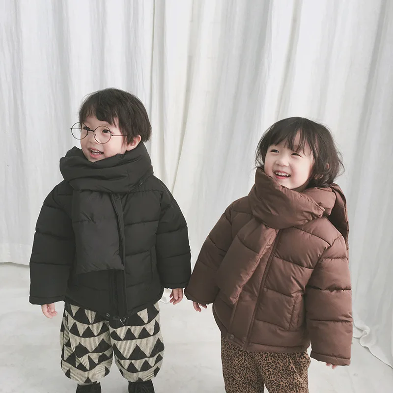 

2019 Winter CHILDREN'S Cotton Wear Korean-style Men And Women Children Scarf Cotton Coat Children Baby Cotton-padded Jacket Send