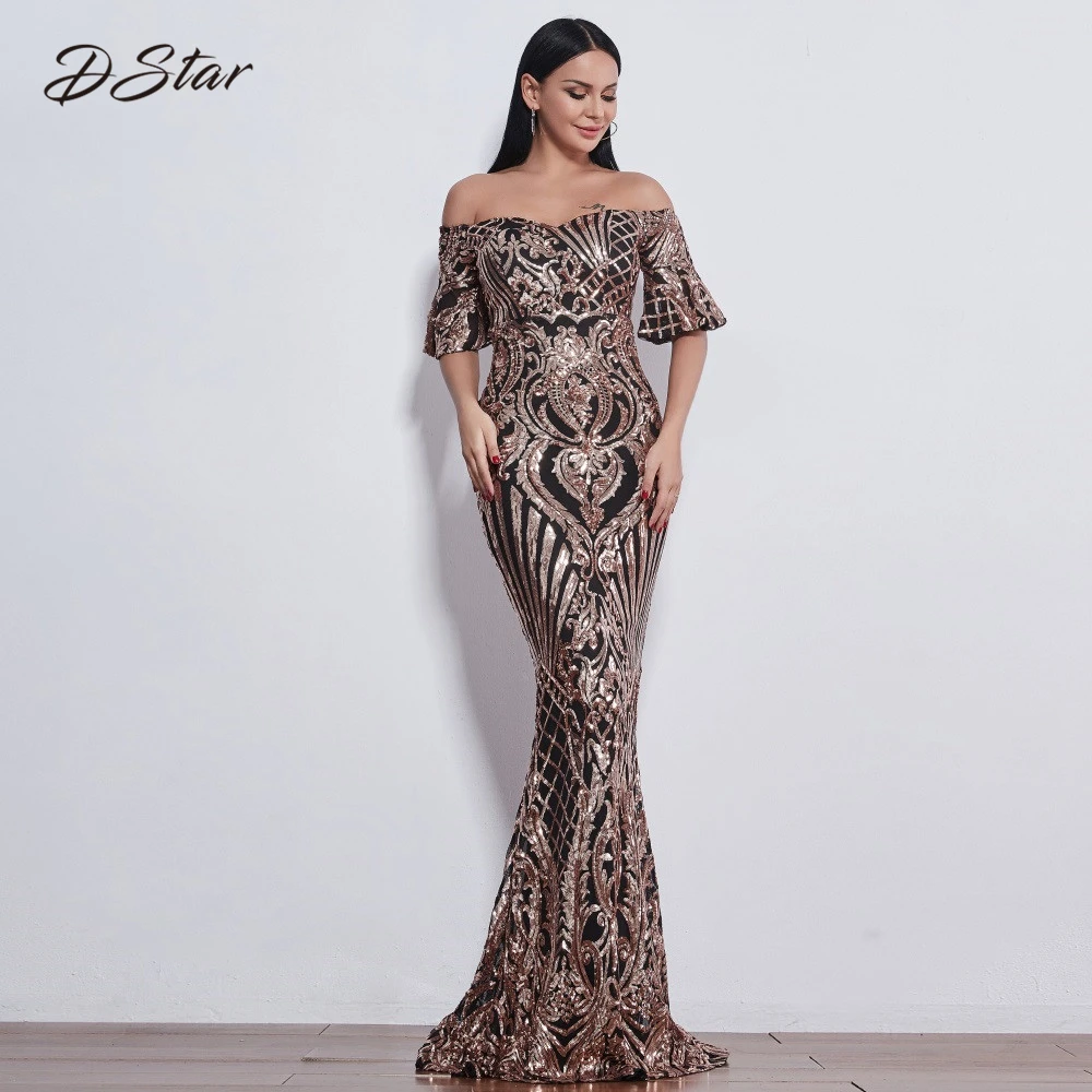 Новое платье с блестками женское длинное вечернее платье с русалочкой vestidos de festa винтажное платье с коротким рукавом femme vestido