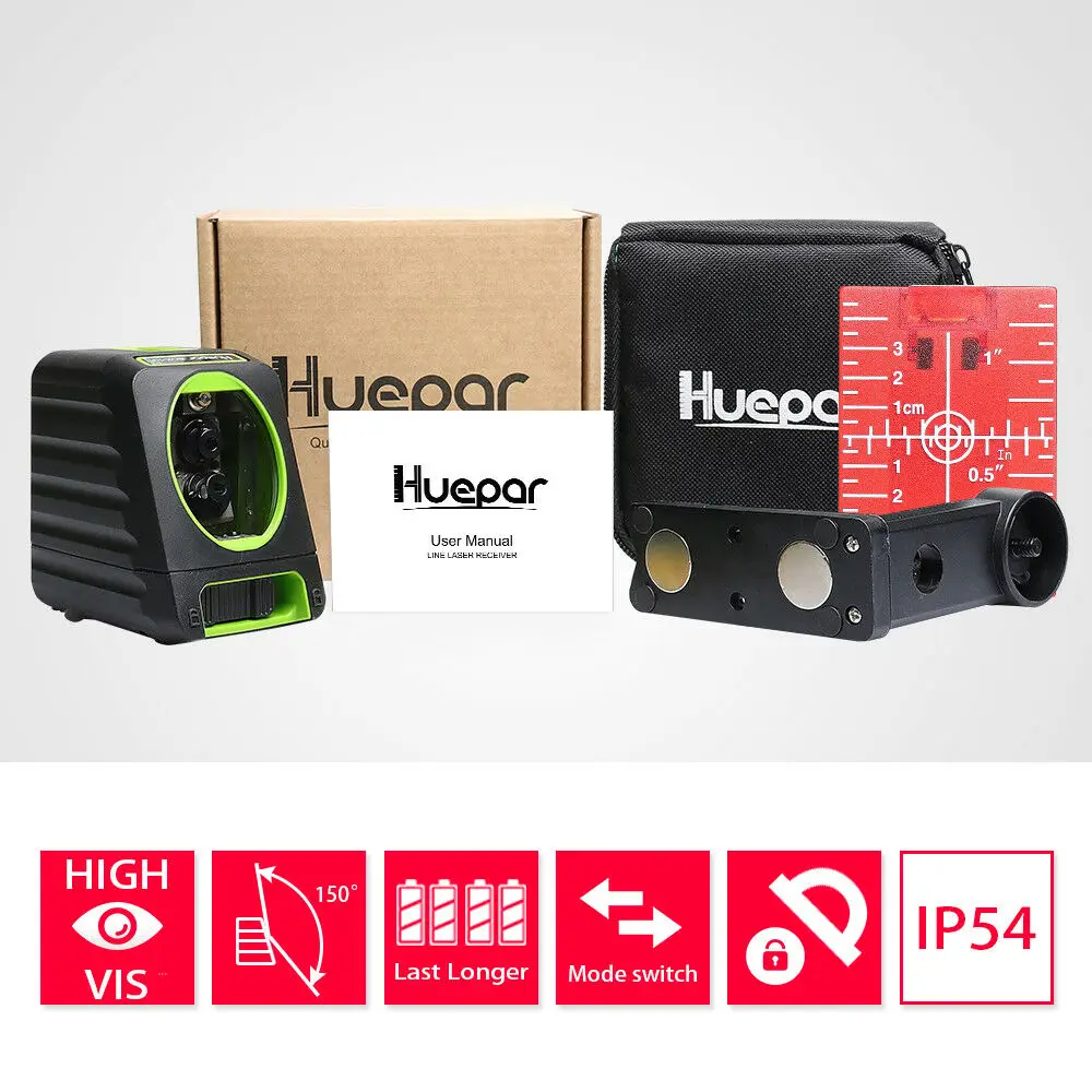 BOX-1R Huepar лазерный уровень Красного луча с перекрестной линией 150/130 градусов вертикальные/горизонтальные лазеры 635 нм самонивелирующийся лазерный диагностический инструмент Nivel - Цвет: BOX-1R