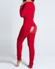 Women Sexy Jumpsuit Long-Sleeved Homewear Bodycon Open Crotch One-Piece Pajamas V-Neck Home Clothes Sleepwear ► Photo 2/6