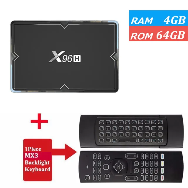4G 64G MX3 Backlit X96H Allwinner H603 Smart tv Box Android 9,0 4 Гб 64 ГБ 32 ГБ двойной wifi HDMI BT4.0 6K 2 Гб 16 Гб медиаплеер - Цвет: 4G 64G MX3 Backlit