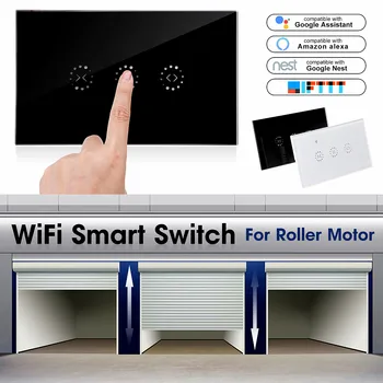 

New Smart Home Wall Wifi Curtain Touch-Switch Remote Control/Voice Control Work With Alexa google home For Motor Roller Shutter