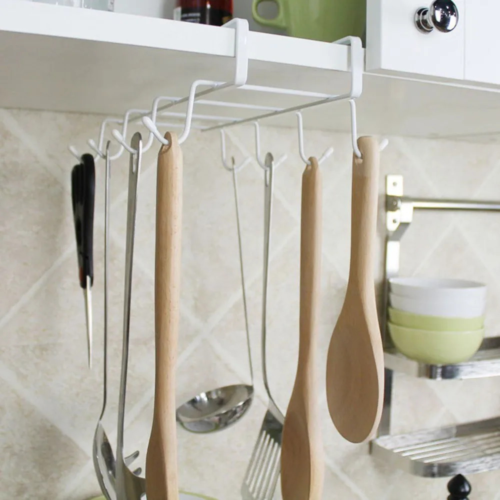 1PC Multifunctional Kitchen Storage Rack Nails Free Design Cupboard Hanging Hooks Wine Coffee Cup Dishes Racks