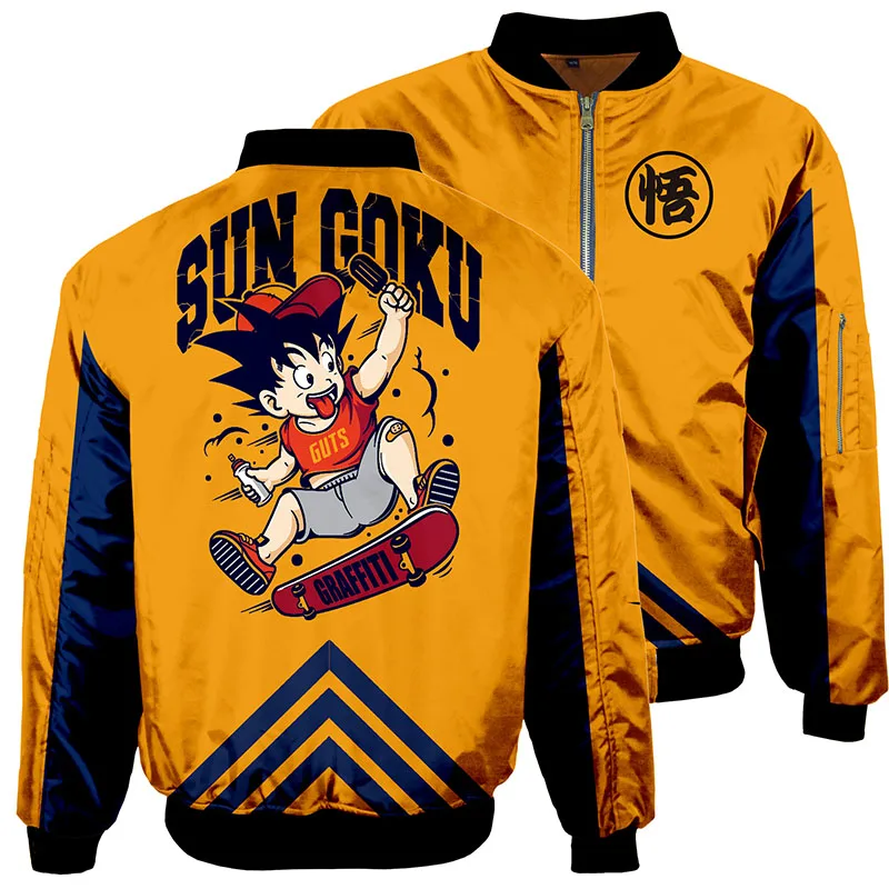 Аниме Dragon Ball Сон Гоку бомбер куртки Мужская Толстая хлопковая куртка в уличном стиле мужская одежда MA1 плюс размер авиационная куртка