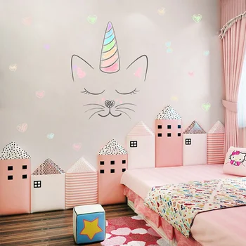 

Cartoon Wall Stickers Watercolor Love Unicorn Children's Room Kindergarten Wall Decoration Stickers