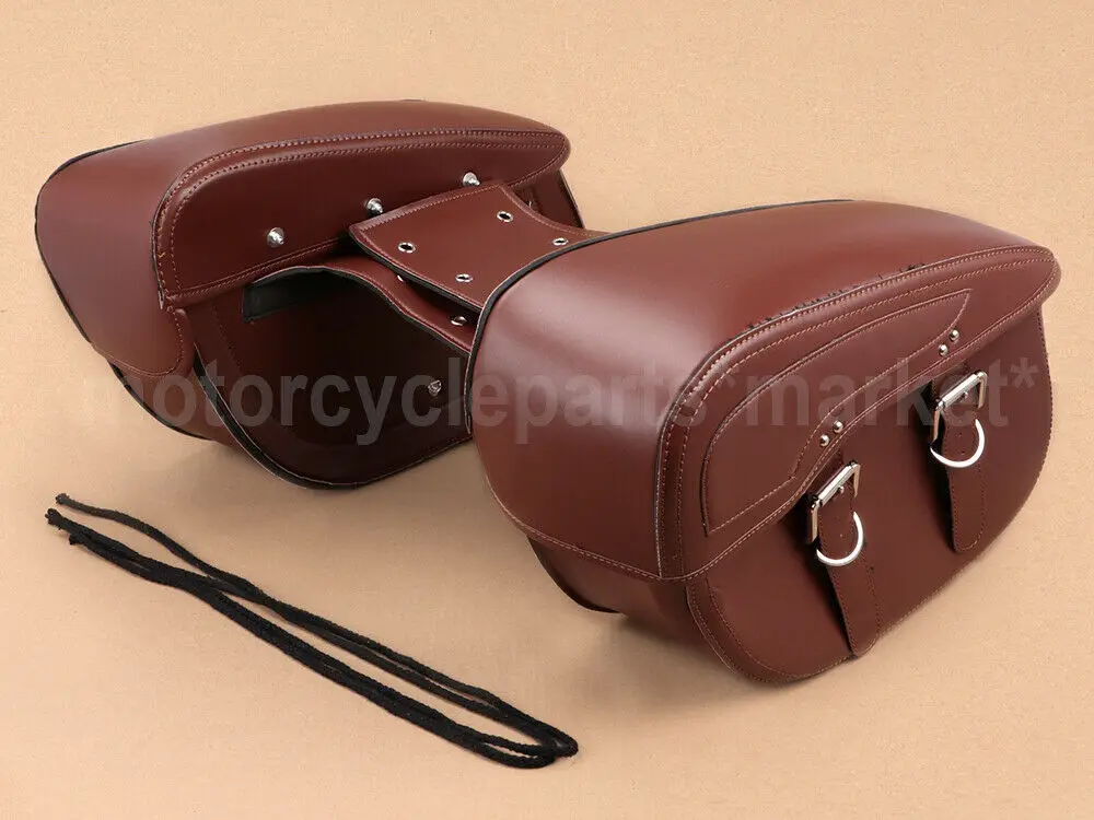 Коричневый инструмент хвост из искусственной кожи моторное седло Боковая Сумка Большой размер для Harley Prince Круизный мотоцикл багажная сумка мотоциклетная седельная сумка