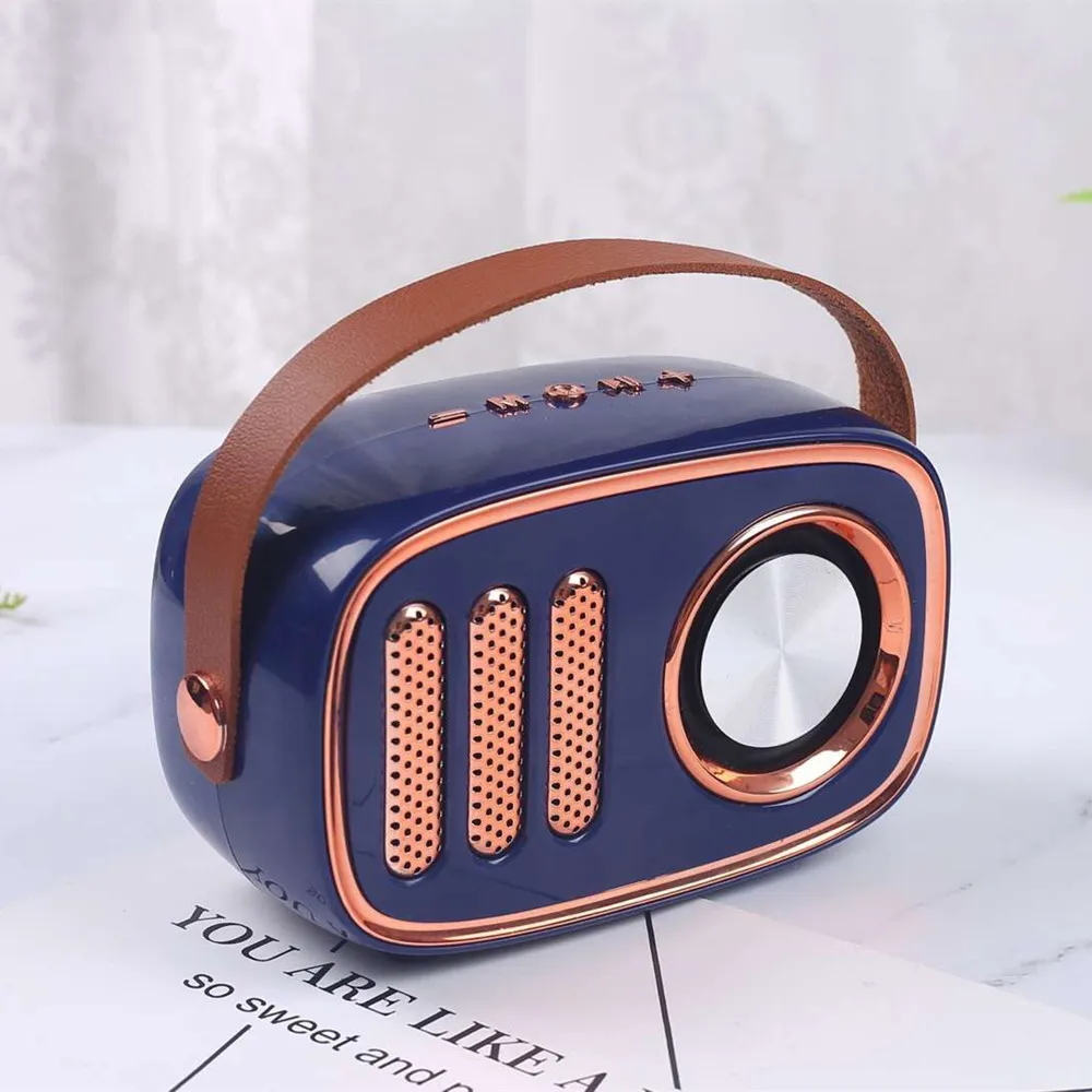 Синий HYASIA беспроводной Bluetooth громкоговоритель в стиле ретро портативный винтажный динамик fm-радио звук стерео внешний динамик Поддержка TF карта USB - Цвет: Синий