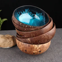 Coconut Shell Bowl Jewelry Decorative Bowls Snack Storage Tableware Wooden Handicraft Kitchen Restaurant Decor Accessories