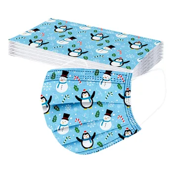 

Christmas Disposable Facemask 50pcs Breathable 3ply Meltblown Cloth Earhook Mouth Masks Cartoons Pattern Filter Mask Mascarilla
