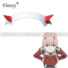 Código 002 bela menina demônio robô anime azul vermelho diabo chifre cosplay headwear querida em franxx