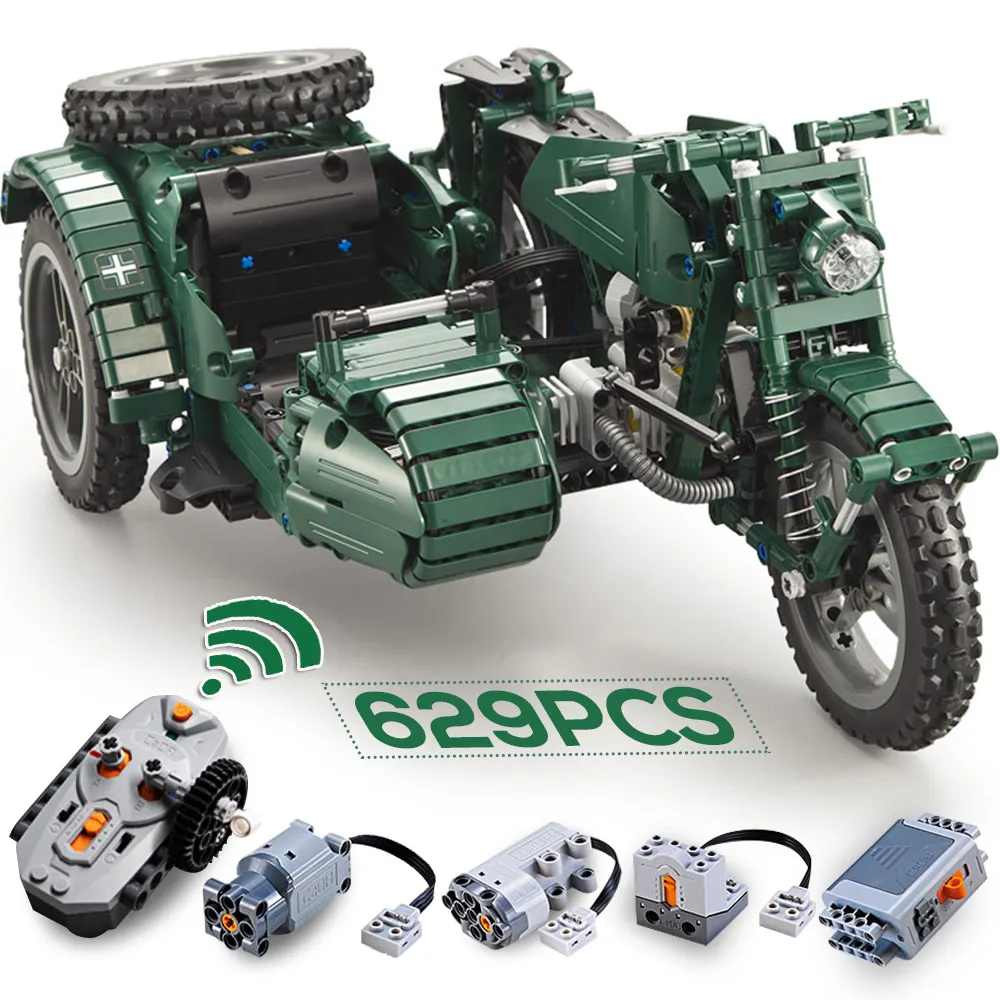 RC Строительный Блок военный мотоцикл C51021 C51022 C51023 C51024 США армейский пульт дистанционного управления совместимый конструктор Набор Детский автомобиль