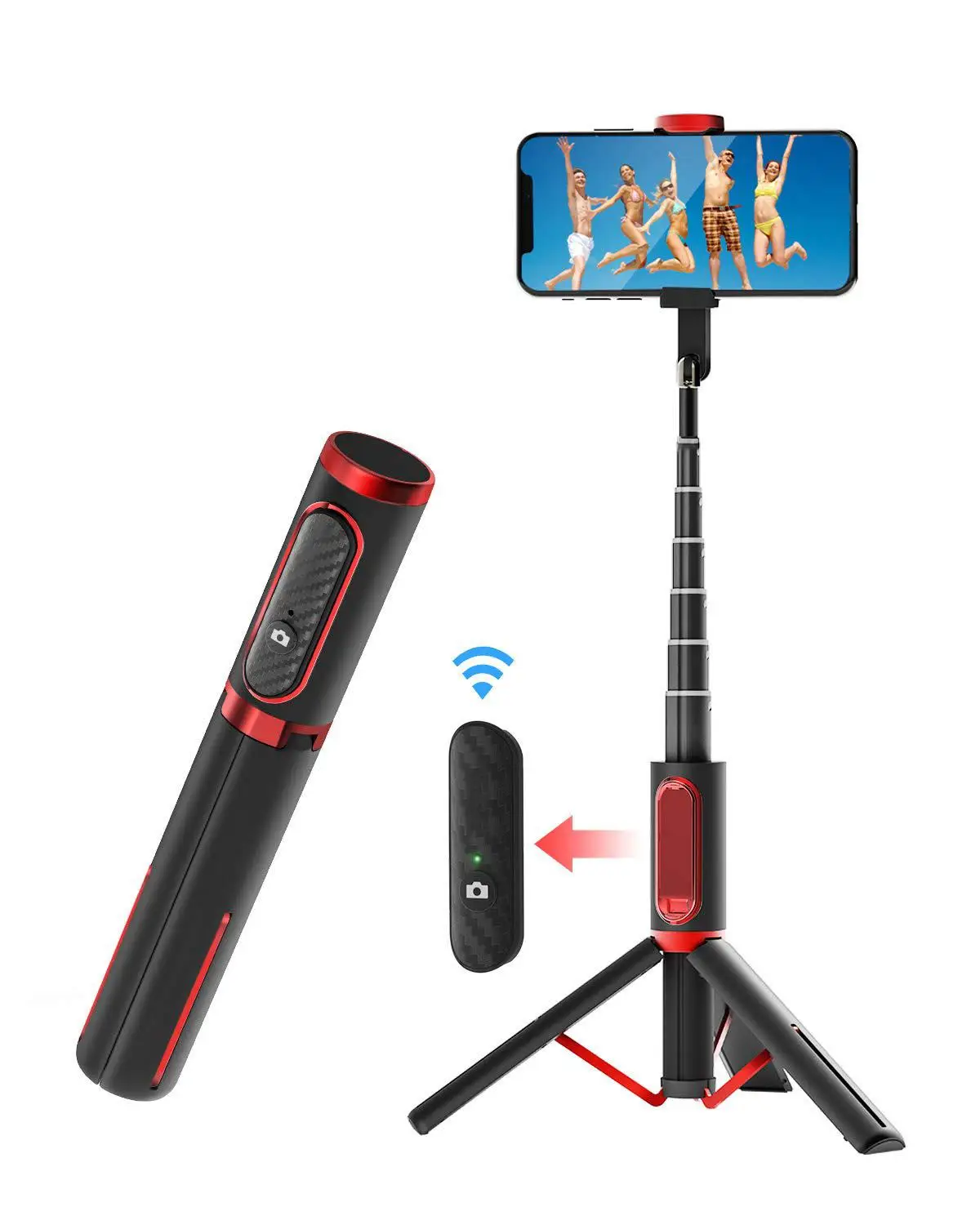 

Selfie Stick Bluetooth, Lightweight Aluminum All in One Extendable Selfie Stick Tripod with Wireless Remote for Smartphone