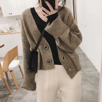 

Lazy Wind Sweater nv wai tao 2019 Spring New Easing Wild Solid Color Knitted Cardigan Women