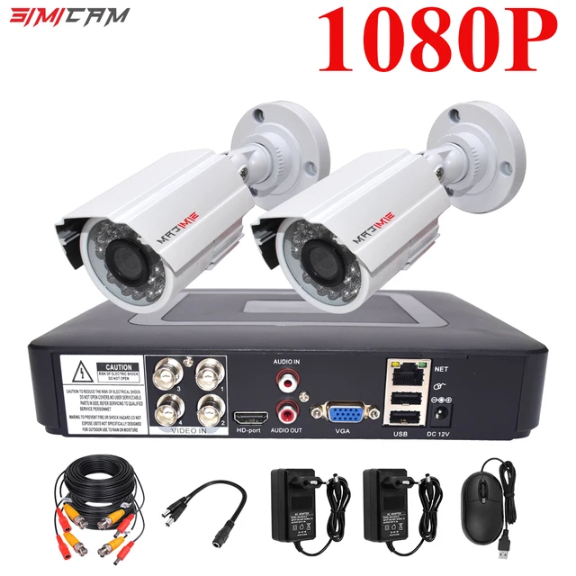 4CH DVR CCTV System 2PCS Cameras 1080P 2MP Video Surveillance 4CH 5 in 1 DVR Infrared AHD 1200 TVcctv camera security system kit 2Metal camera1080p