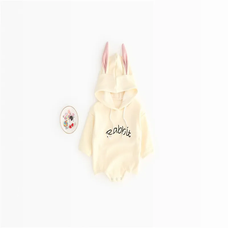 Бежевый Babywant/Одежда для новорожденных; одежда для малышей; комбинезон для девочек и мальчиков с рисунком кролика и надписью; бархатная одежда для малышей; roba bebe - Цвет: Бежевый