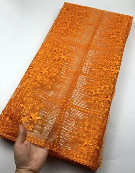 

sequins african lace fabric african french lace fabric with beads 2.5yards tulle net lace nigerian lace fabric for wedding MB-A8