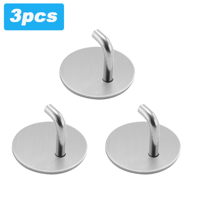Bathroom Accessories Self-Adhesive Wall Hooks Hangers Stainless Steel Hooks Towel Key Umbrella Kitchenware Storage Hook