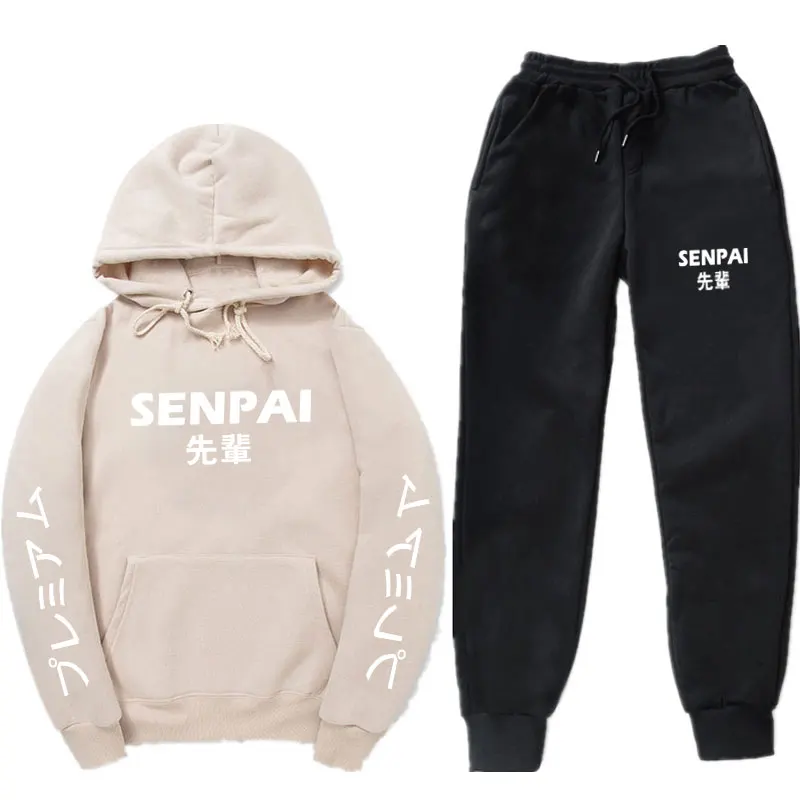 Модная японская уличная одежда SENPAI, комплект толстовок с капюшоном разных цветов для мужчин и женщин, пуловер, sudadera hombre, Повседневный свитер, костюм