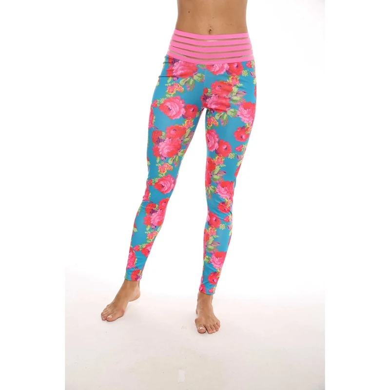 black waist Женские леггинсы, спортивные Леггинсы для бега, фитнеса, тянущиеся, для похудения, штаны для спортзала, штаны для бега с цветами, леггинсы с цветами - Цвет: black waist