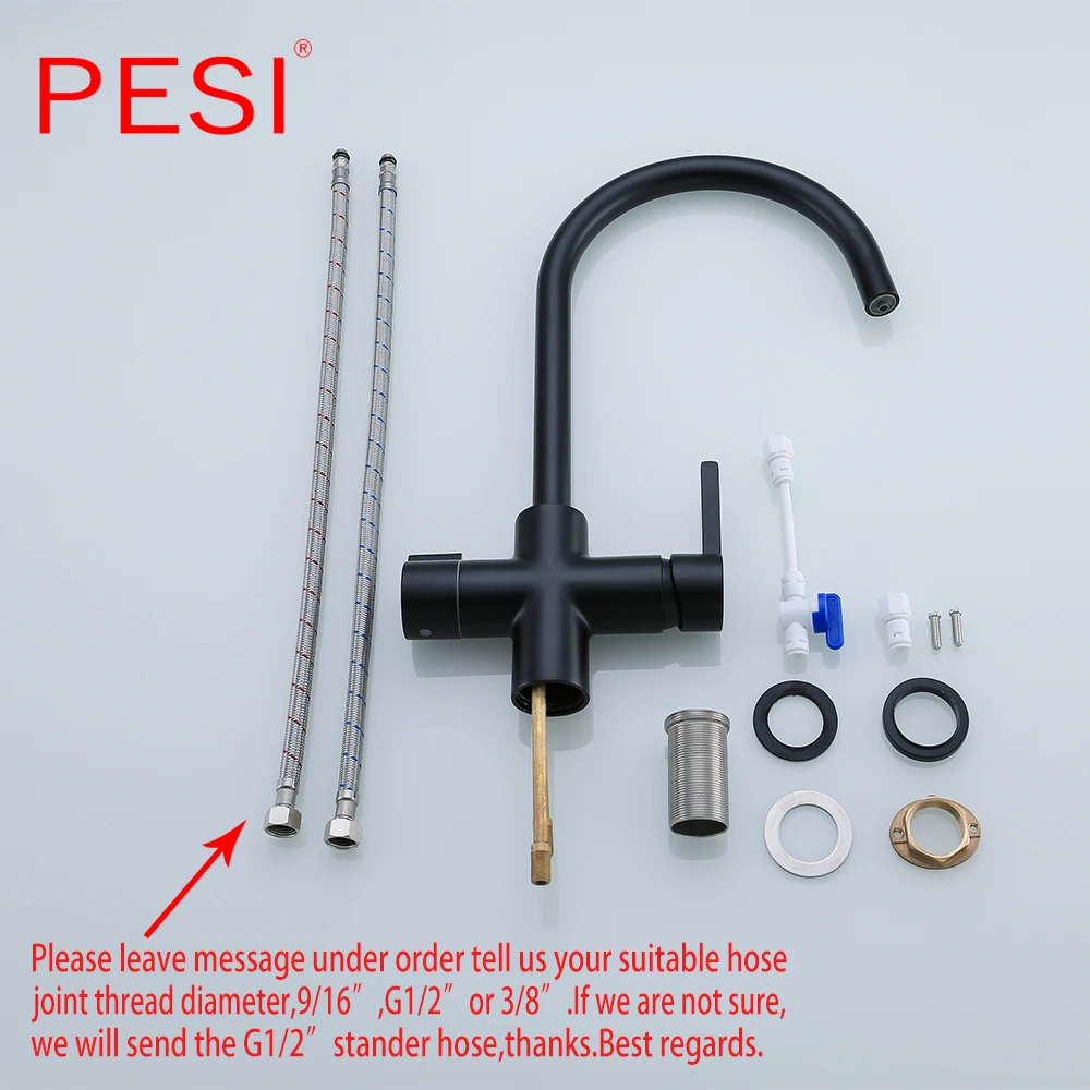 Black bending Drinking Water Purification Tap Kitchen sink mixer 360 Degree Rotation with Filtered Water Kitchen Faucet.