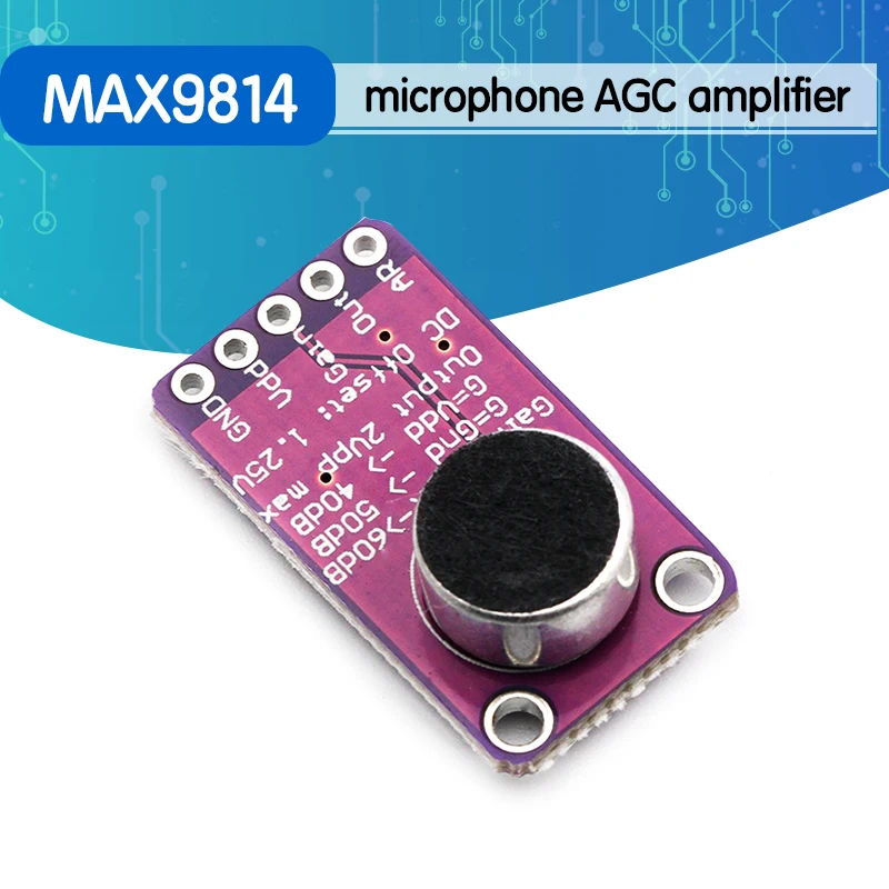 MAX9814 микрофон рабочая плата модуль автоматическое управление усилением