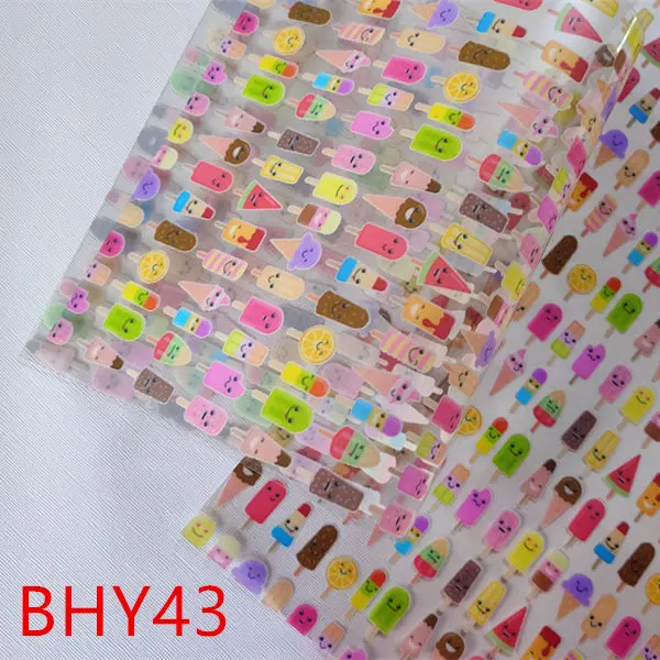 BHY43 20*33 см А4 Размер Лето Мороженое прозрачный мультфильм УФ печать ПВХ ткань BHY43 - Цвет: BHY43