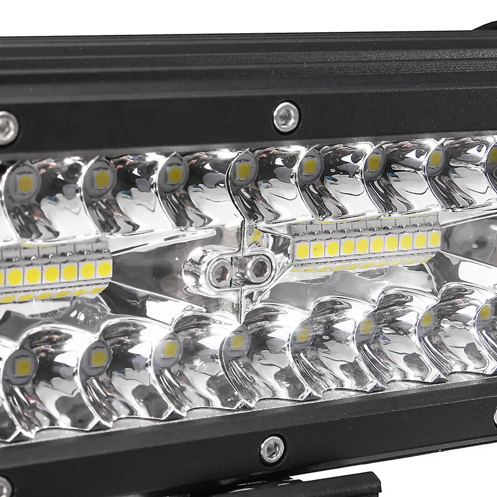 7 Inch Car LED Work Light Bar Waterproof Flood Spot Comb Beam Driving Fog Lamp 480W 6000K Adjustable Mounting Bracket