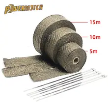 5/10/15/20M Motorcycle Exhaust Thermal Tape Exhaust Heat Tape Wrap Manifold Insulation Roll Resistant with Stainless Ties