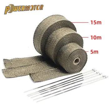 

5/10/15/20M Motorcycle Exhaust Thermal Tape Exhaust Heat Tape Wrap Manifold Insulation Roll Resistant with Stainless Ties