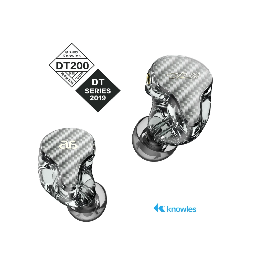 Внутриканальные наушники AUDIOSENSE DT200 HiFi Stereo Knowles 2BA со съемным кабелем MMCX полимерная