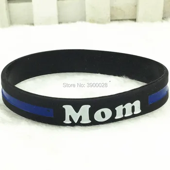

100pcs Thin Blue Line Mom wristbands silicone bracelets