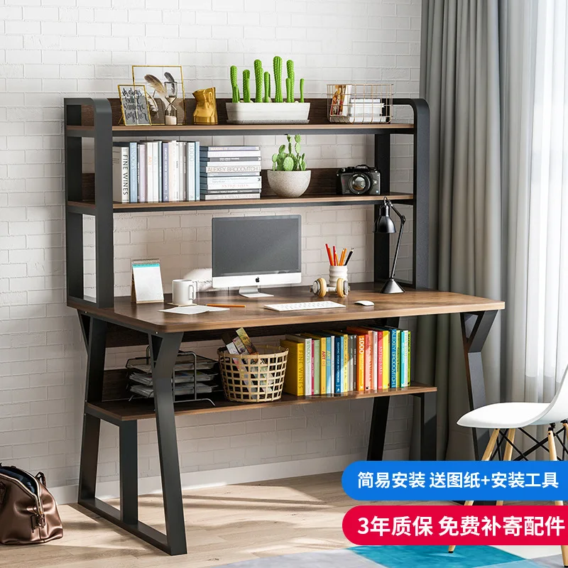100cm Wooden Steel Computer Desk Laptop Table With Bookshelf Single Dual Tier Shelves For Home Office Study Room | Мебель