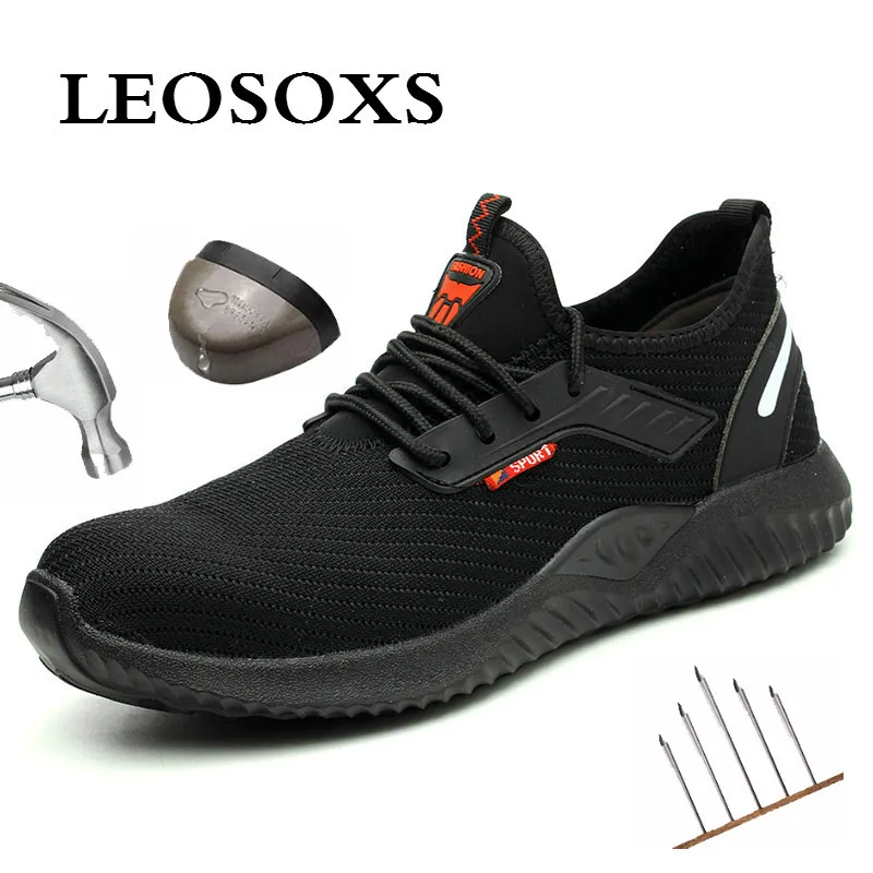 Leoxose Safety Work Shoes for Men Steel Toe Cap Anti-smashing Working Boots Breathable Mesh Deodorant Protective Free Shipping afbeelding