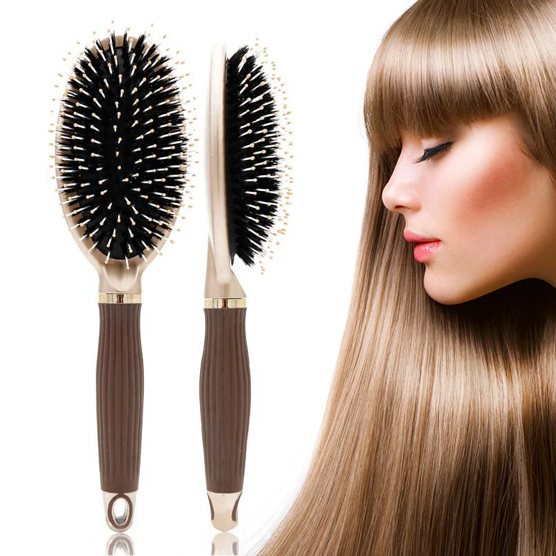 

Natural Boar Bristle Paddle Hair Brush Oval Hair Brush Anti Static Hair Comb Hairdressing Massage Comb Air Cushion Brushes Comb