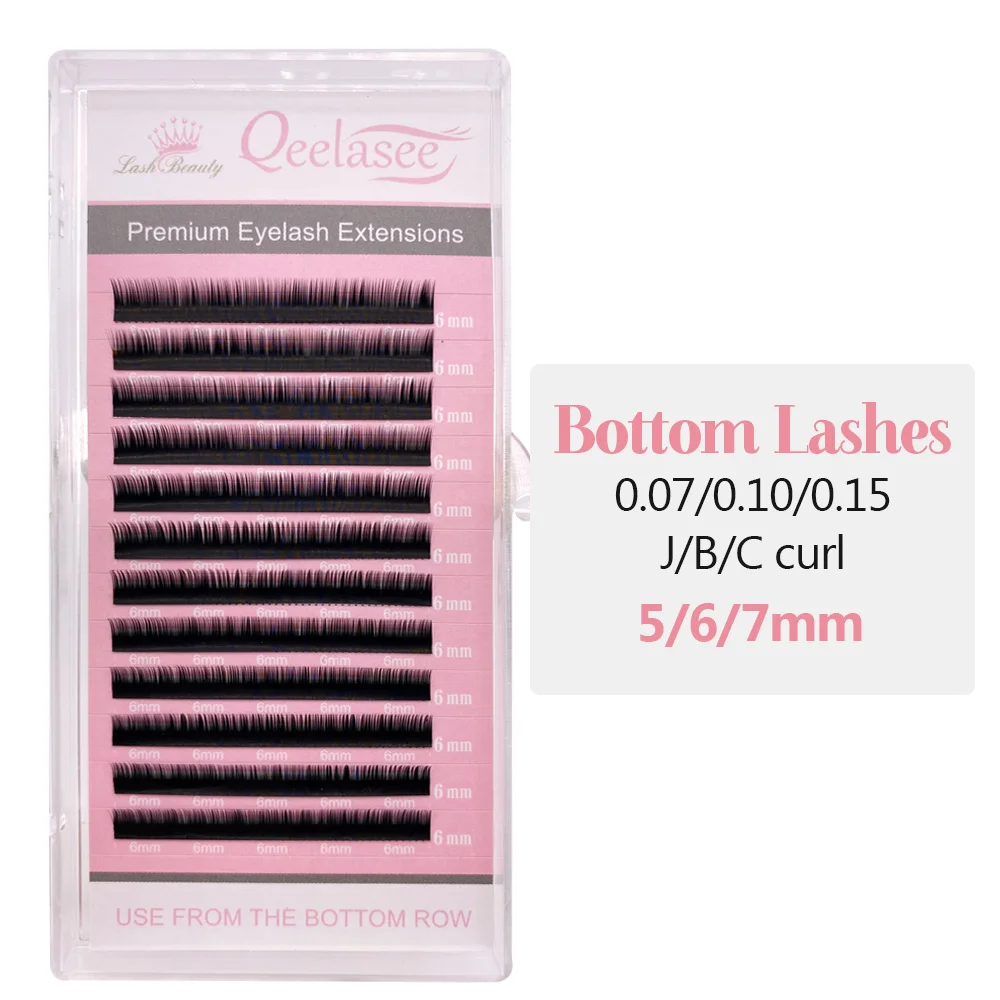 Qeelasee Bottom Lashes Under Eyelash Extensions 5mm 6mm 7mm Short Eyebrow Makeup Maquillaje Cilios | Красота и здоровье