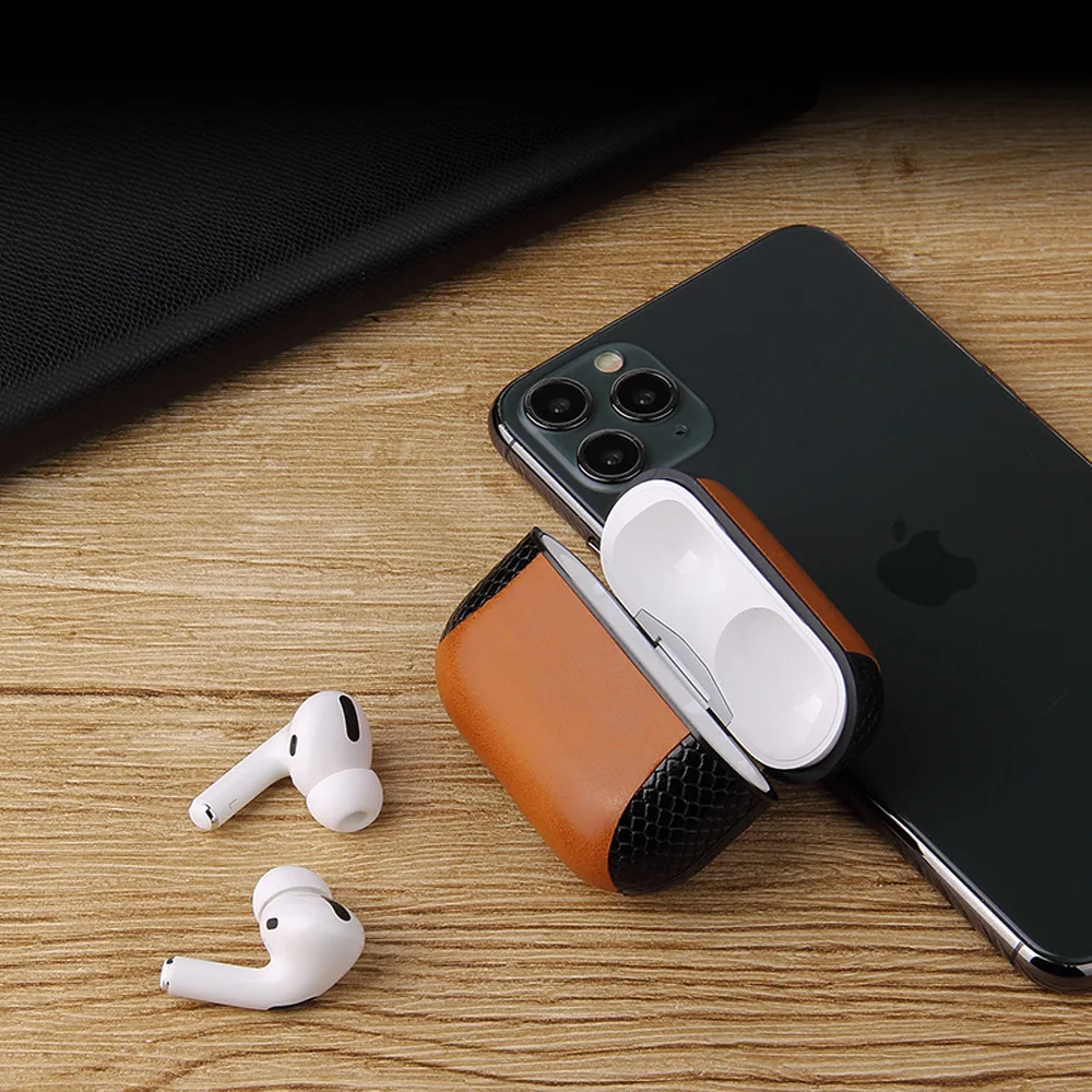 JINSERTA роскошный из искусственной кожи чехол для Airpods Pro змеиная кожа Bluetooth Беспроводные наушники с брелком для Airpods