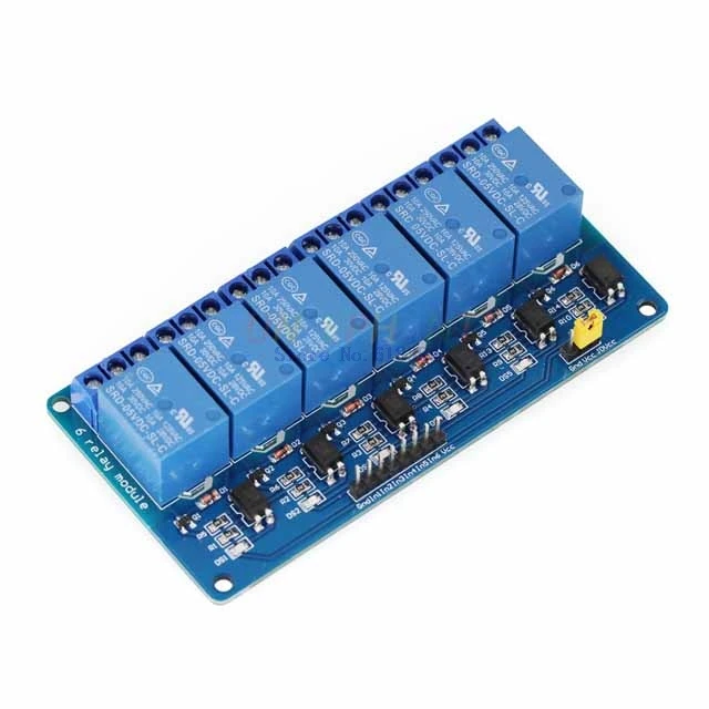 

A6-- DC 5V 6 Channel Relay Module with light coupling Optocoupler Insulation For Arduino PIC Raspberry Pi Expansion Board