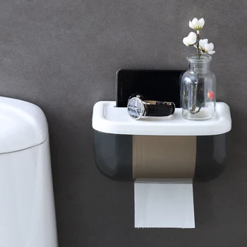 

Wall-mounted WC Paper Holder Toilet Roll Holder with shelf Tissue Roll Paper Case Tissue Dispenser Bathroom Storage Rack Tray