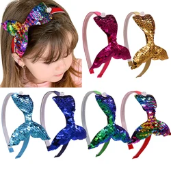 8 Pcs/Lot Sequins Hair Band For Girls Mermaid Pearls Headbands Handmade Korea Hair Hoop Kids Fashion Hair Accessories