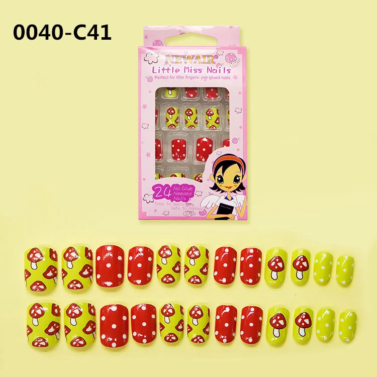 24 шт. безопасные поддельные короткие головы милый рисунок поддельные ногти нажмите на детей конфеты Ложные Типсы для маникюра Красота Инструменты - Цвет: C41