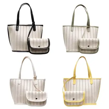 

2pcs/set Fashion Women Handbag Weave Shoulder Top-handle Bag Shopping Totes