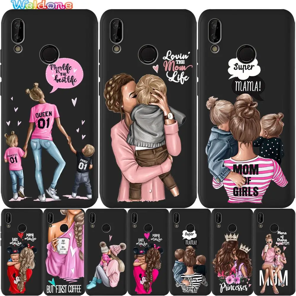 Модный черный чехол для телефона Mam Super Mom baby girl для huawei P30 P20 Lite Pro P10 P9 Lite mate 20 30 10 Lite, мягкий чехол для Etui