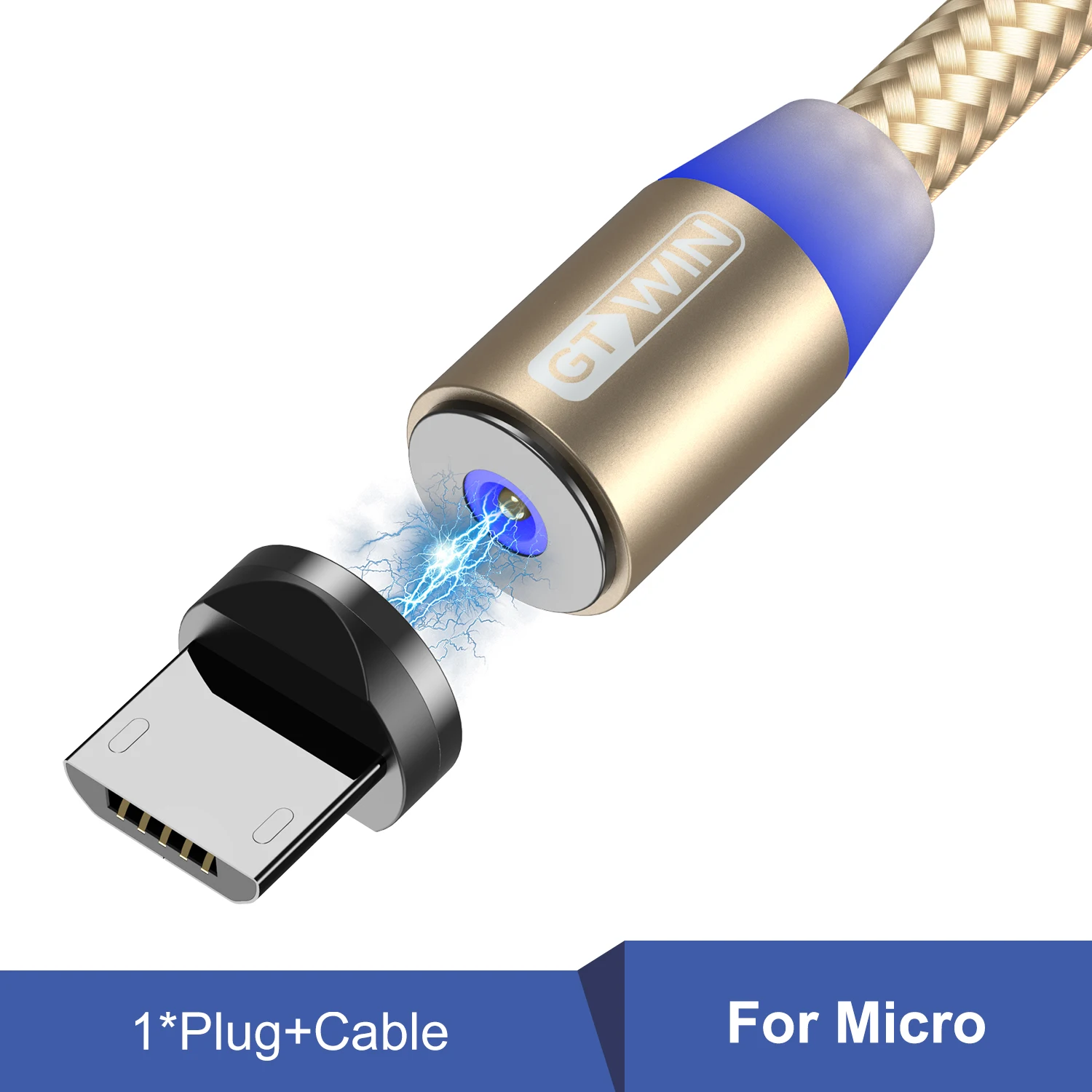 GTWIN Магнитный зарядный usb-кабель для iPhone 11 Pro Max Charge Micro USB type-C кабель для Xiaomi huawei Magnet USB-C зарядное устройство 3 м - Цвет: For Micro Gold