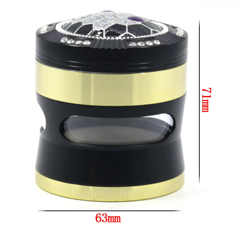 Zinc Alloy Grind Smoking Grinders Tobacco Grinder 63mm Cigarette Crush Cigarette Rolling Machine Perspective Window Smoking Acce